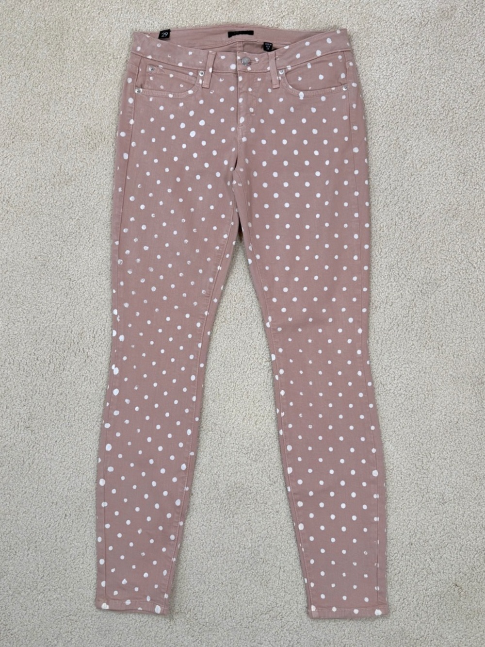 bebe Light Brown w/ White Polka Dot Skinny Jeans